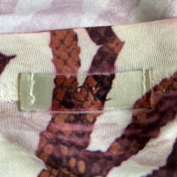 Cache White Brown Animal Stripe Floral Beaded Ruched Y2K Jersey SZ S - Picture 11 of 14